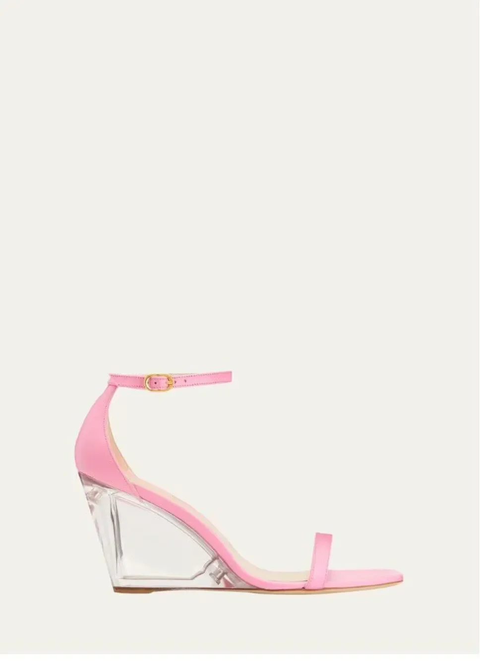 NEW Stuart Weitzman Nudistlucite Leather clear Wedge Sandals India Pink Size 10